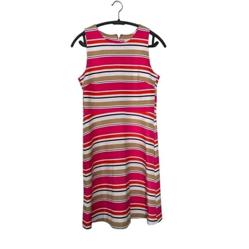 Michael Kors Womens Pink Striped Sleeveless A-Line Fit‎ & Flare Dress Size M